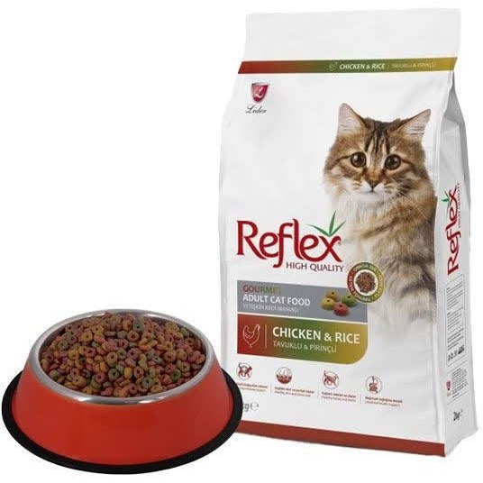 غذای خشک رفلکس  وزن 2 کیلوگرم (فله)  مدل مولتی کالر با طعم مرغ و برنج(reflex)